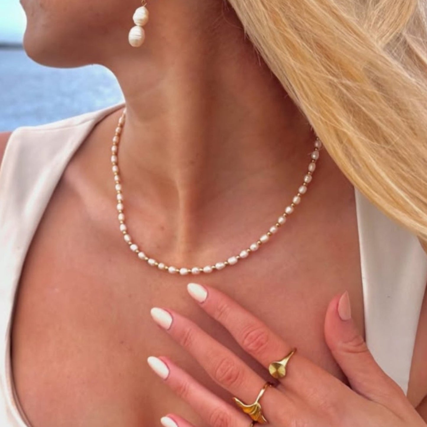 Zoey Pearl Necklace - Gold