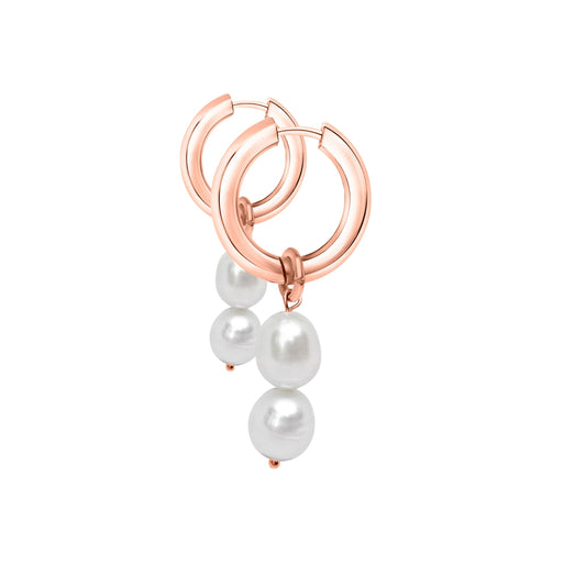 Mira Pearl Earrings - Rose Gold