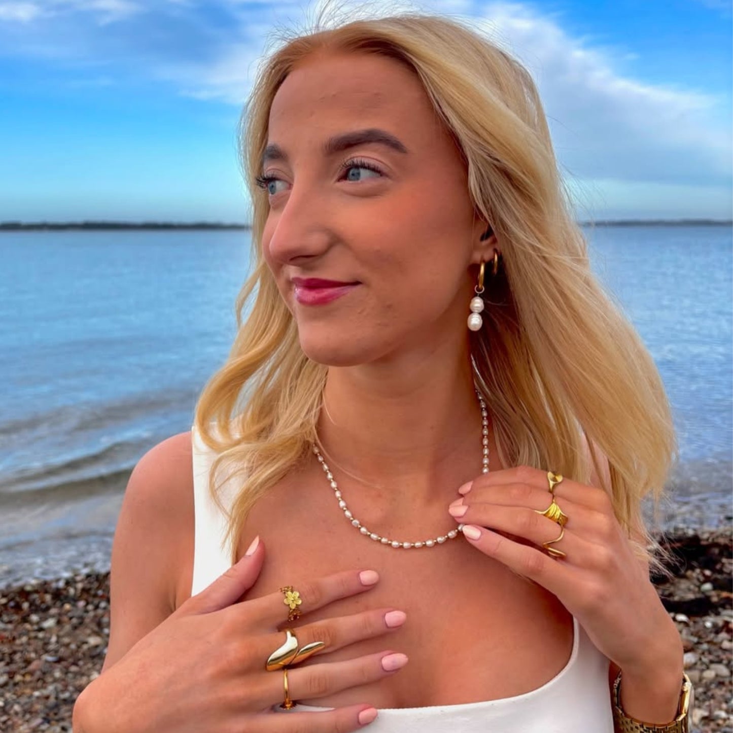 Zoey Pearl Necklace - Gold