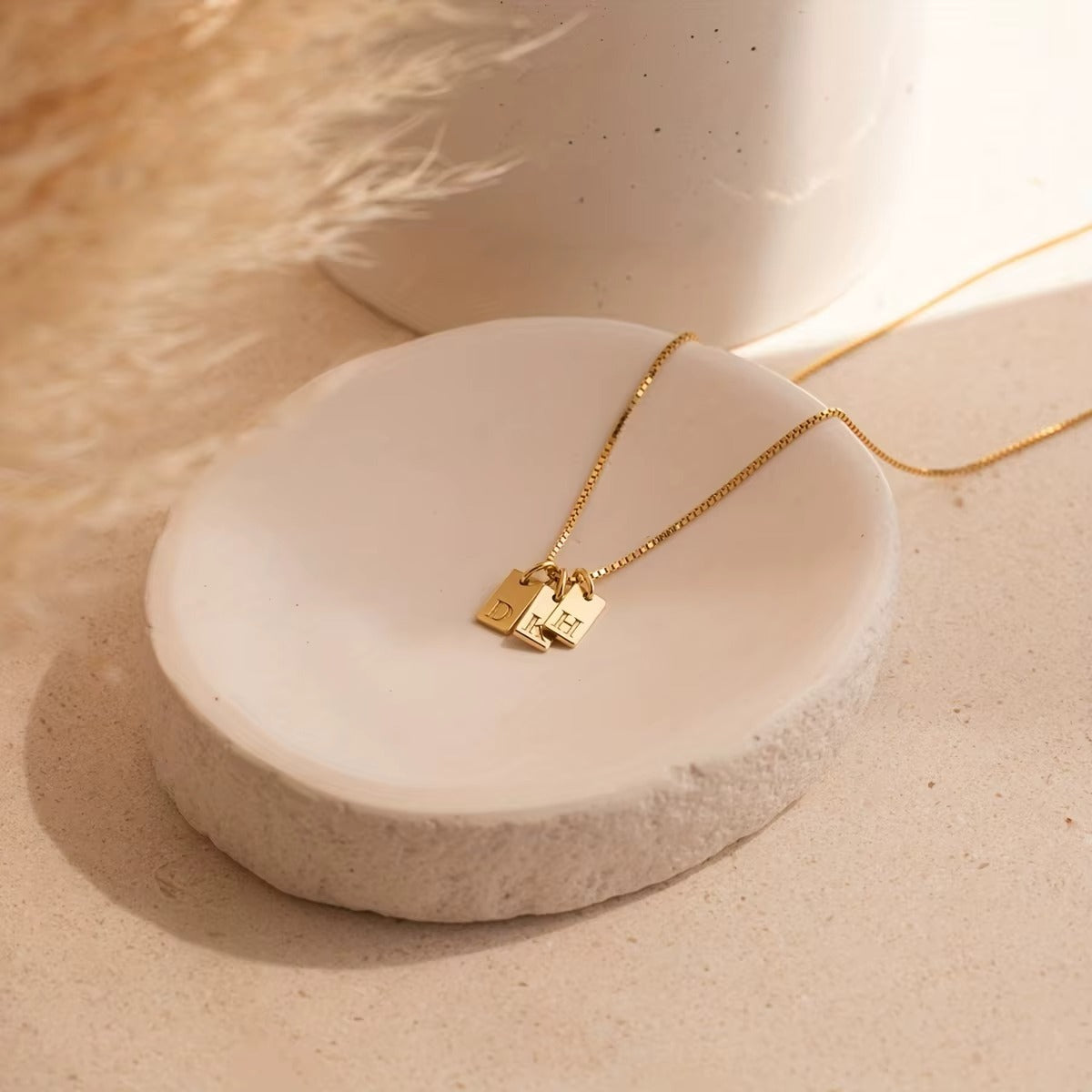 Flat Letter Necklace - Gold