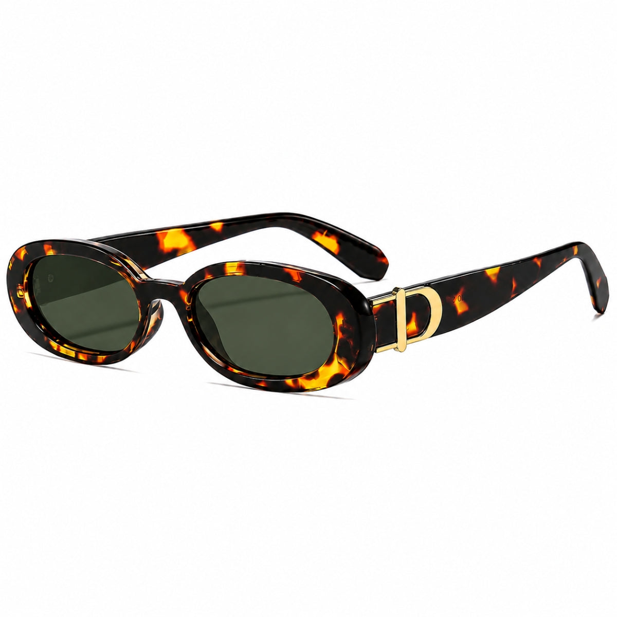DD Solbrille Oval - Leopard Grøn