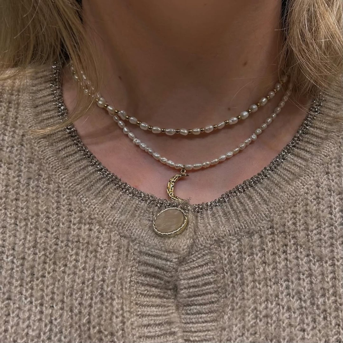 Zoey Pearl Necklace - Gold