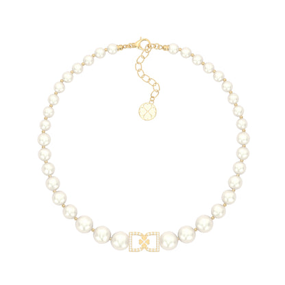 DD Perle Choker Diamanter - Guld