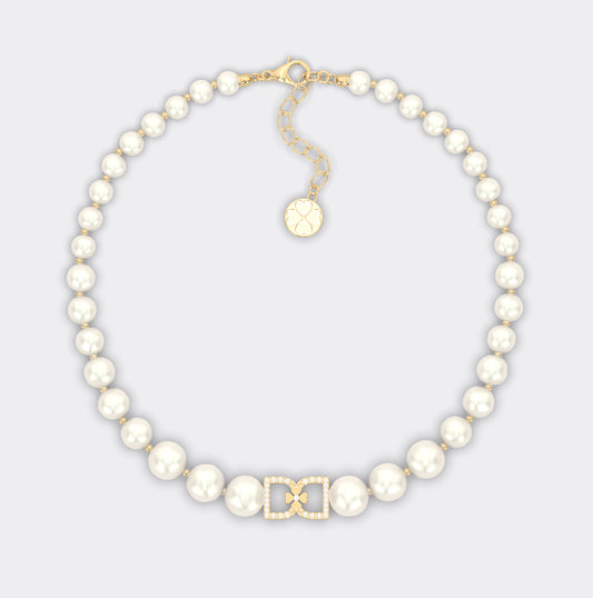 DD Pearl Choker Diamonds - Premium 18k Gold