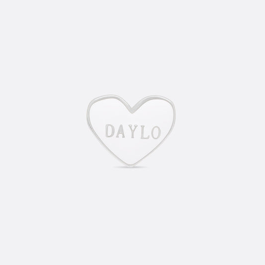 DAYLO Heart Earrings - Premium Silver, White Enamel