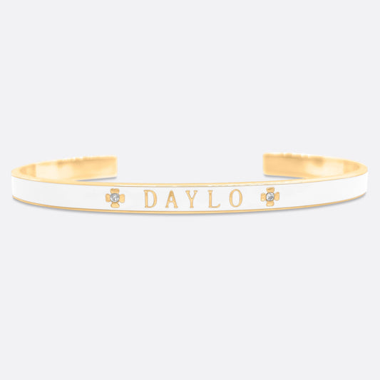 DAYLO Enamel Bracelet - Premium 18k Gold, White Enamel