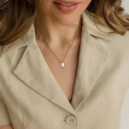 Flat Letter Necklace - Gold