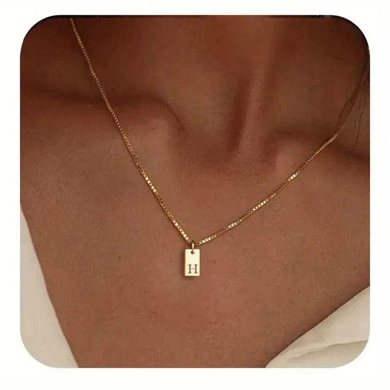 Flat Letter Necklace - Gold