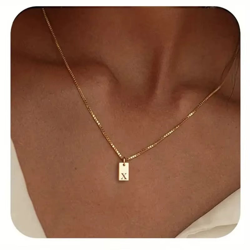 Flat Letter Necklace - Gold