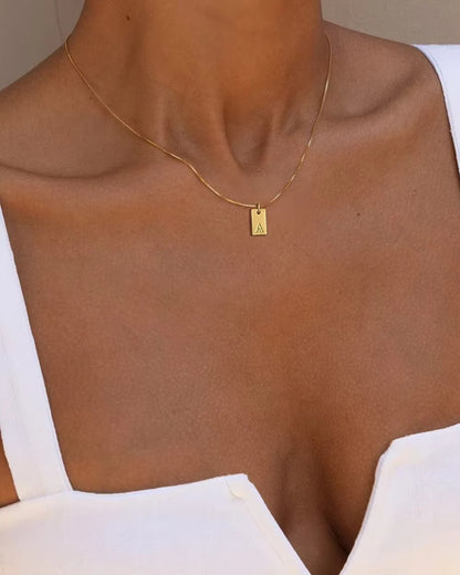 Flat Letter Necklace - Gold
