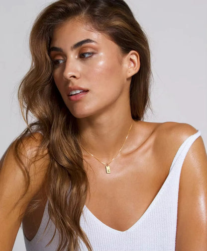 Flat Letter Necklace - Gold