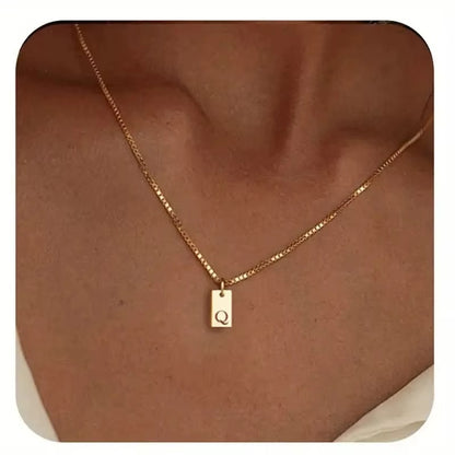 Flat Letter Necklace - Gold