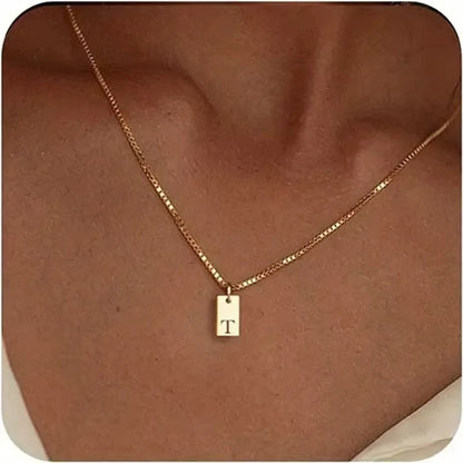 Flat Letter Necklace - Gold