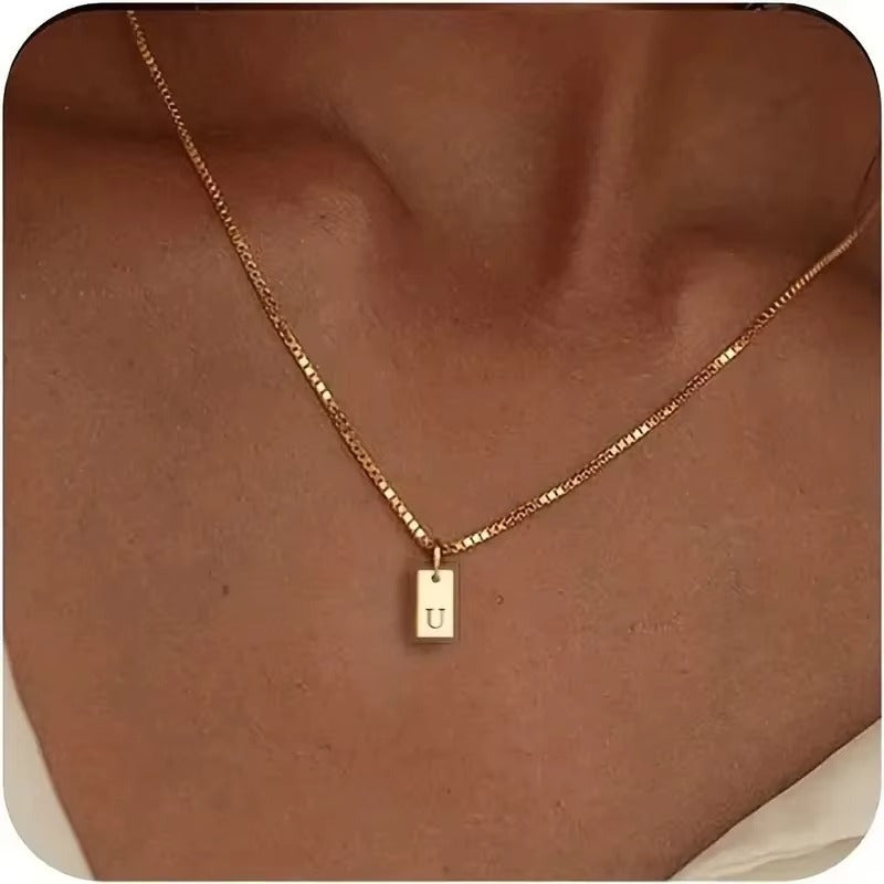 Flat Letter Necklace - Gold