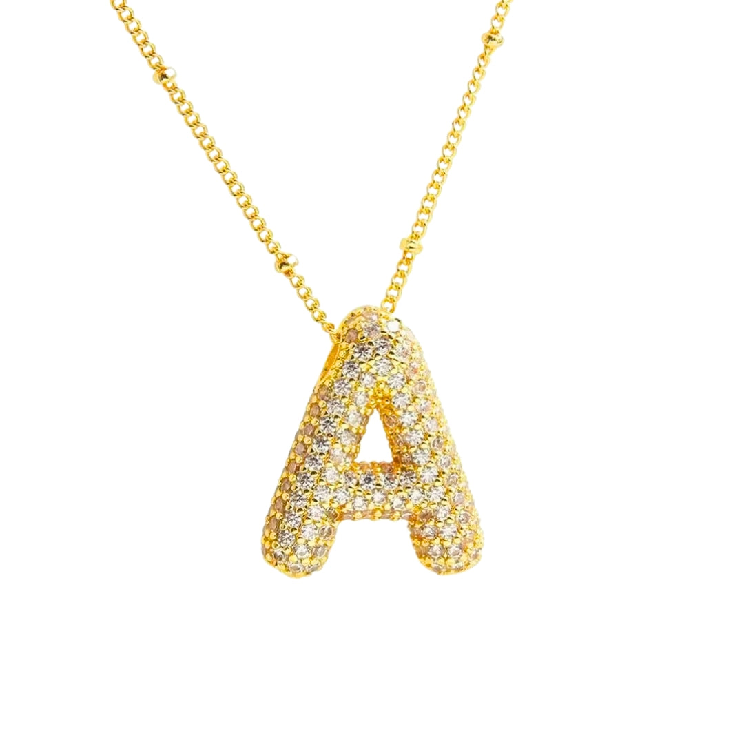 Chunky Diamond Letter Necklace - Gold