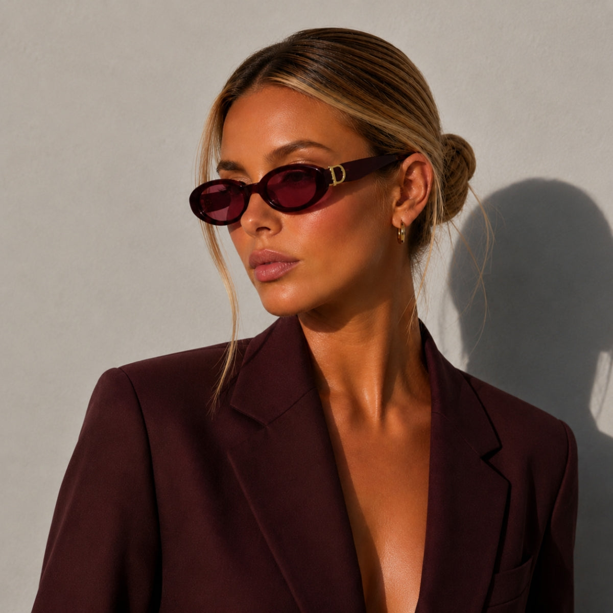 DD Solbrille Oval - Rødvins Rød
