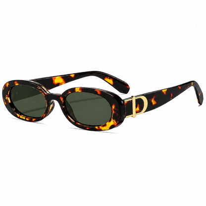 DD Solbrille Oval - Leopard Grøn