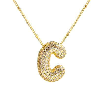 Chunky Diamond Letter Necklace - Gold