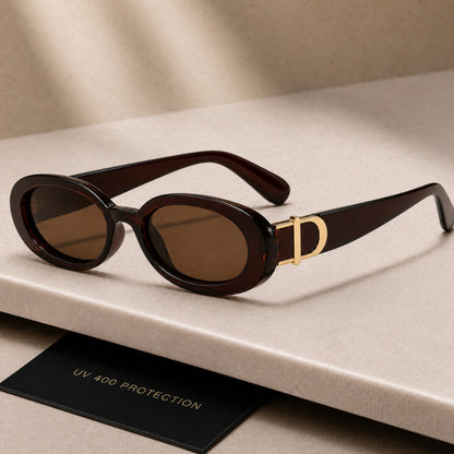 DD Solbrille Oval - Mørke Brun