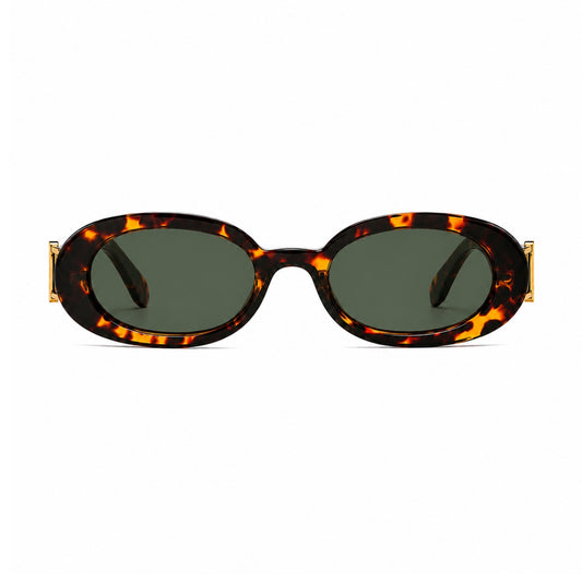 DD Solbrille Oval - Leopard Grøn