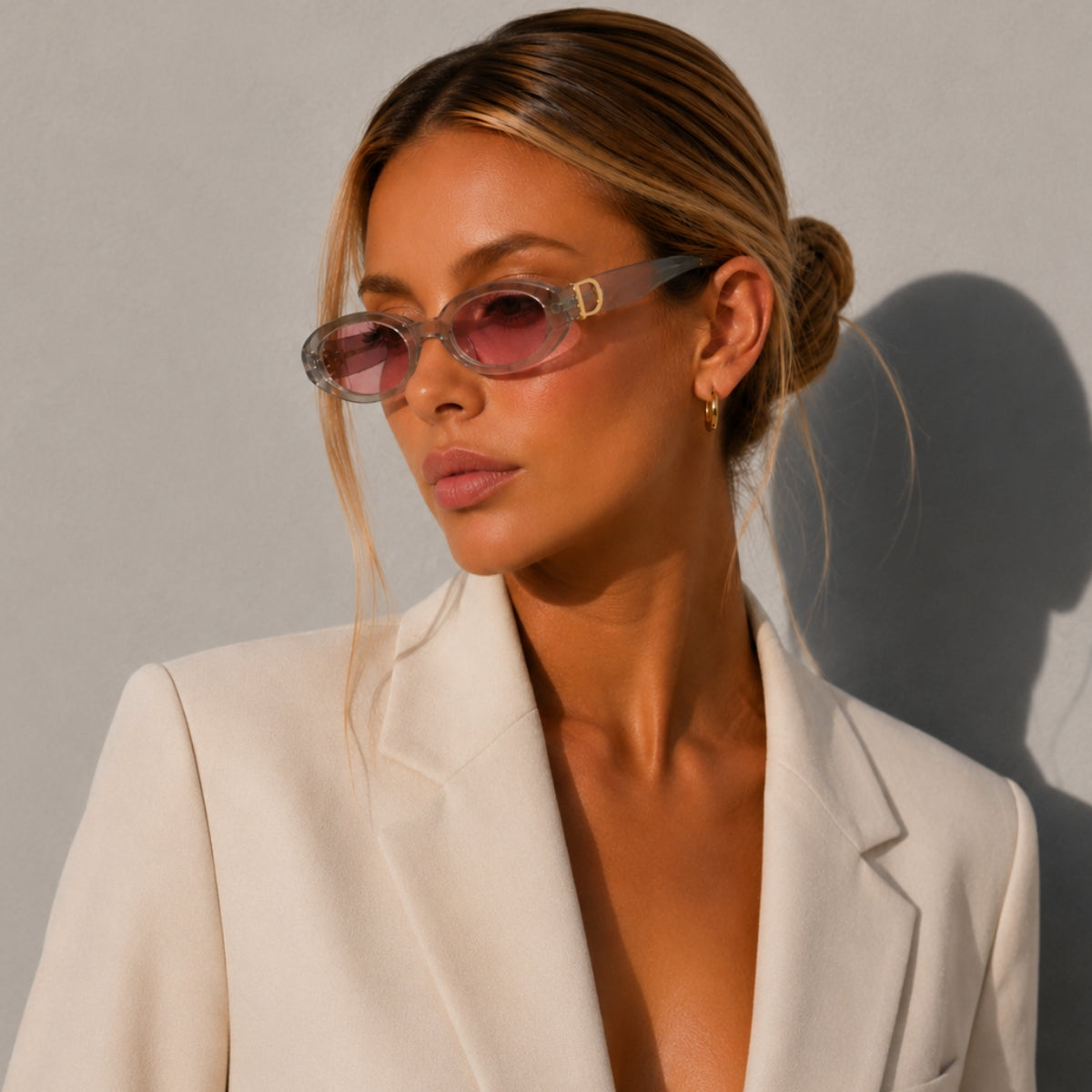 DD Solbrille Oval - Grå Pink