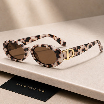 DD Solbrille Oval - Hvid Leopard