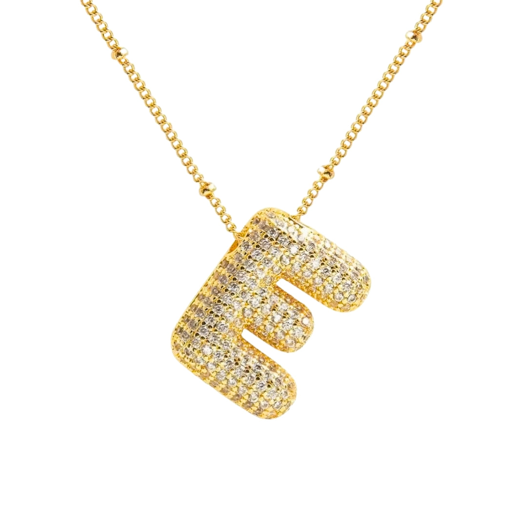 Chunky Diamond Letter Necklace - Gold