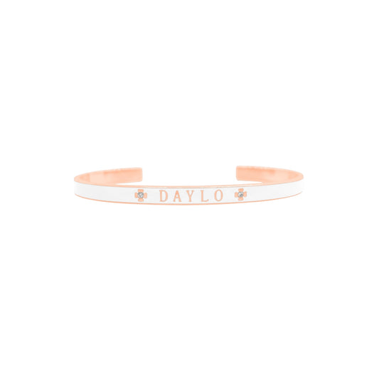 DAYLO Enamel Bracelet - Rose Gold, White Enamel