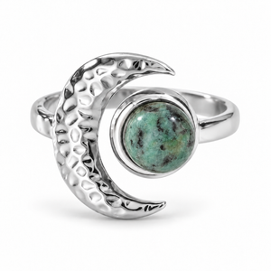 Selene Måne Ring - Sølv / Grøn