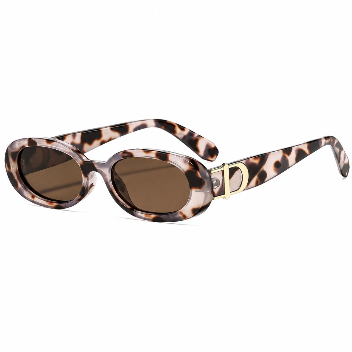 DD Solbrille Oval - Hvid Leopard