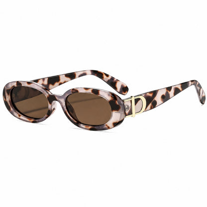 DD Solbrille Oval - Hvid Leopard
