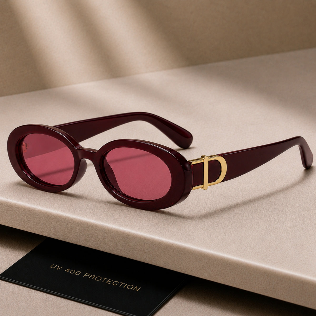 DD Solbrille Oval - Rødvins Rød