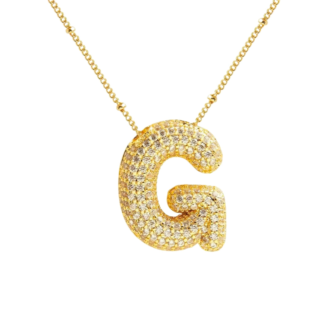 Chunky Diamond Letter Necklace - Gold
