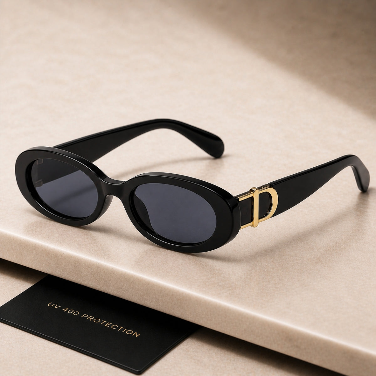 DD Solbrille Oval - Sort Grå