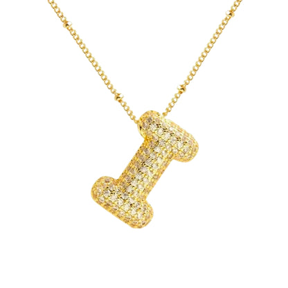 Chunky Diamond Letter Necklace - Gold