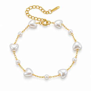 Romina Perlenherz-Armband - Gold