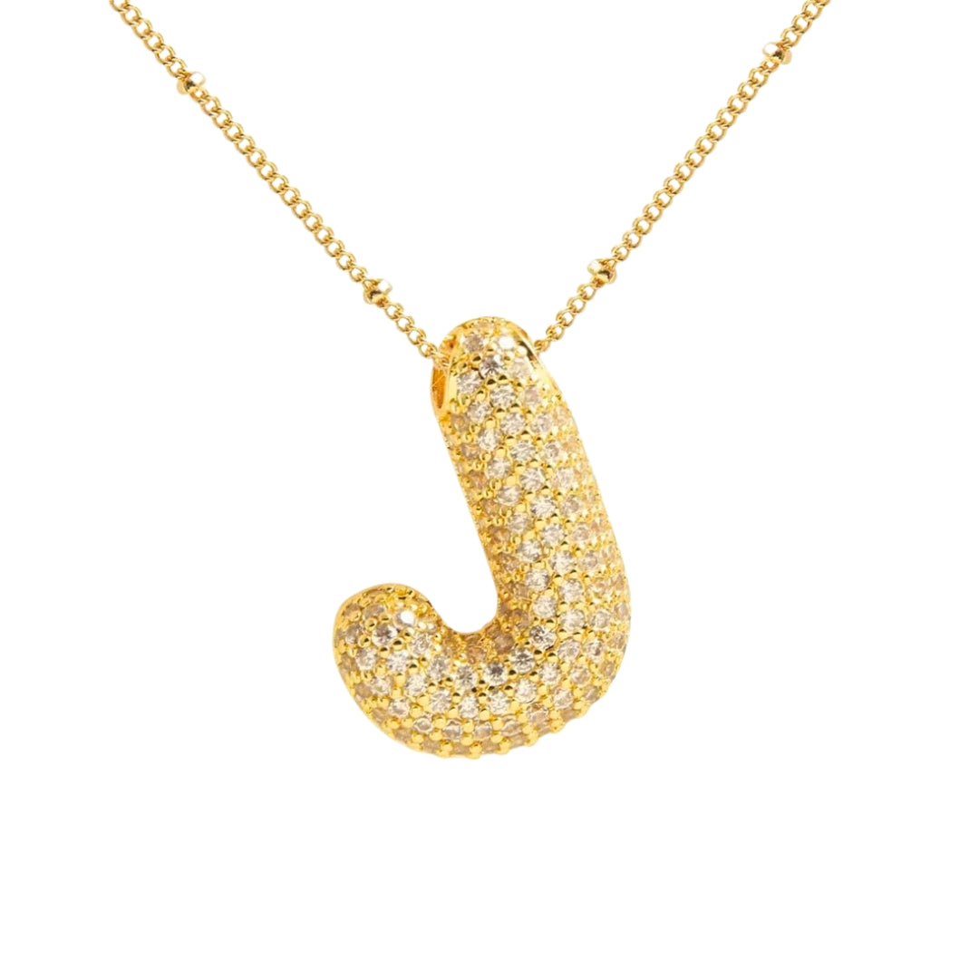 Chunky Diamond Letter Necklace - Gold