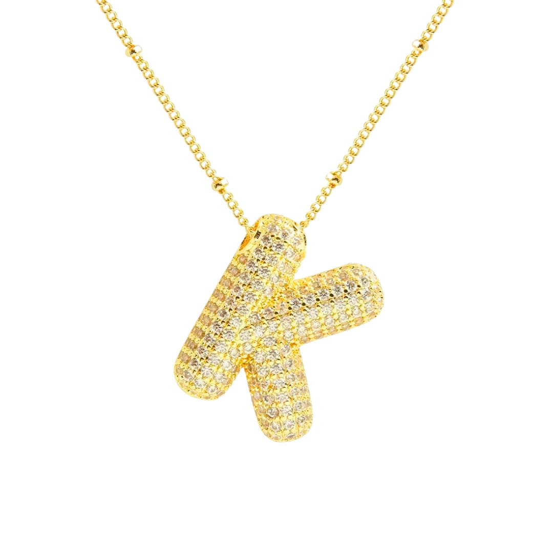Chunky Diamond Letter Necklace - Gold
