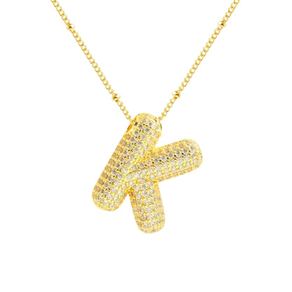 Chunky Diamond Letter Necklace - Gold