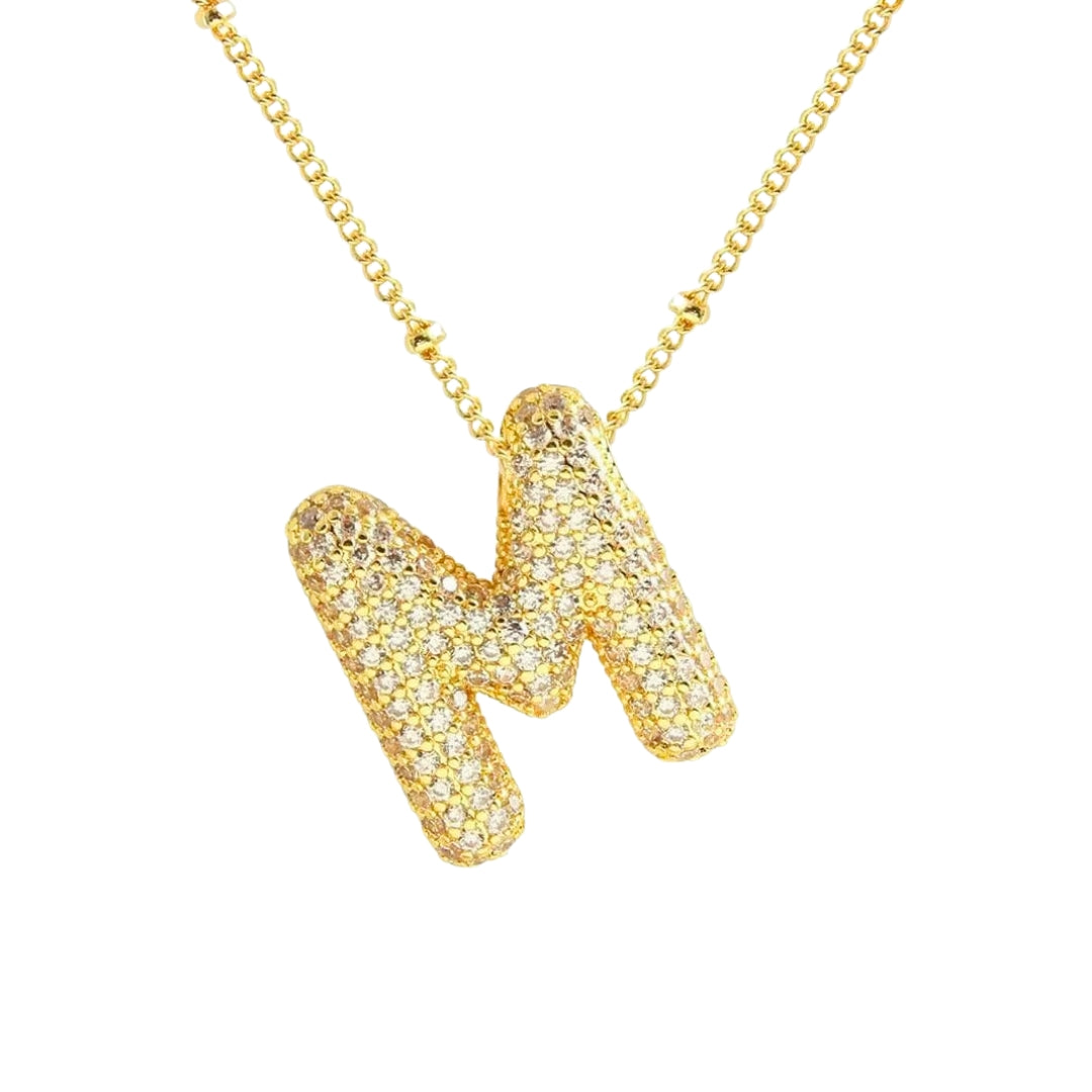 Chunky Diamond Letter Necklace - Gold