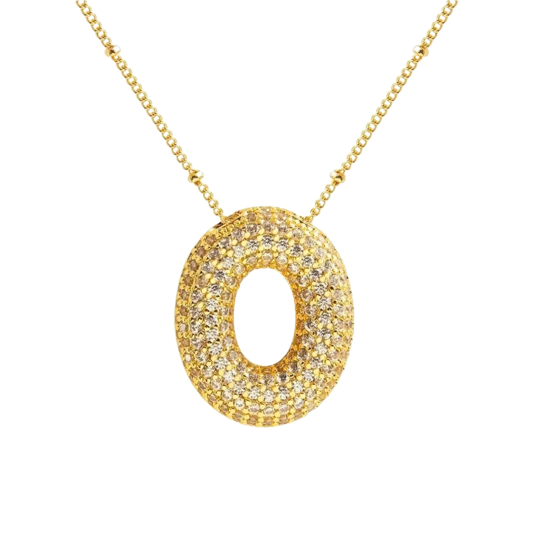 Chunky Diamond Letter Necklace - Gold