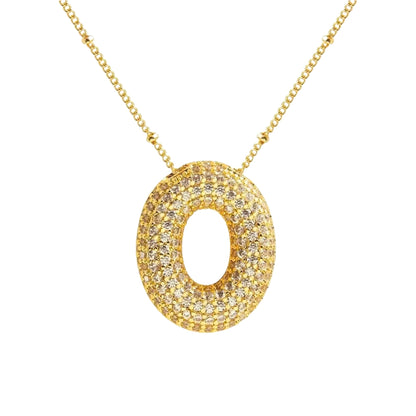 Chunky Diamond Letter Necklace - Gold