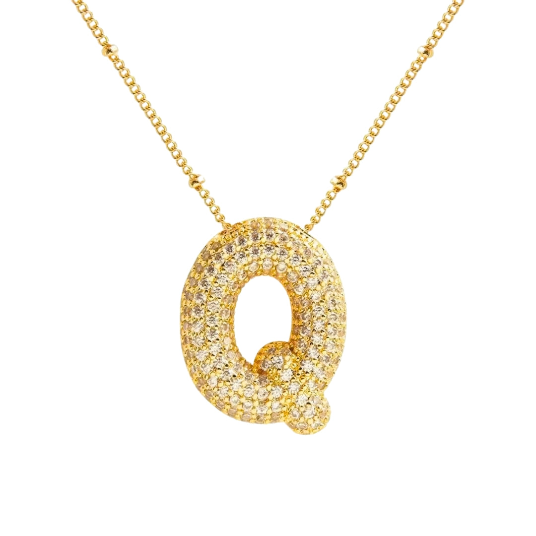 Chunky Diamond Letter Necklace - Gold