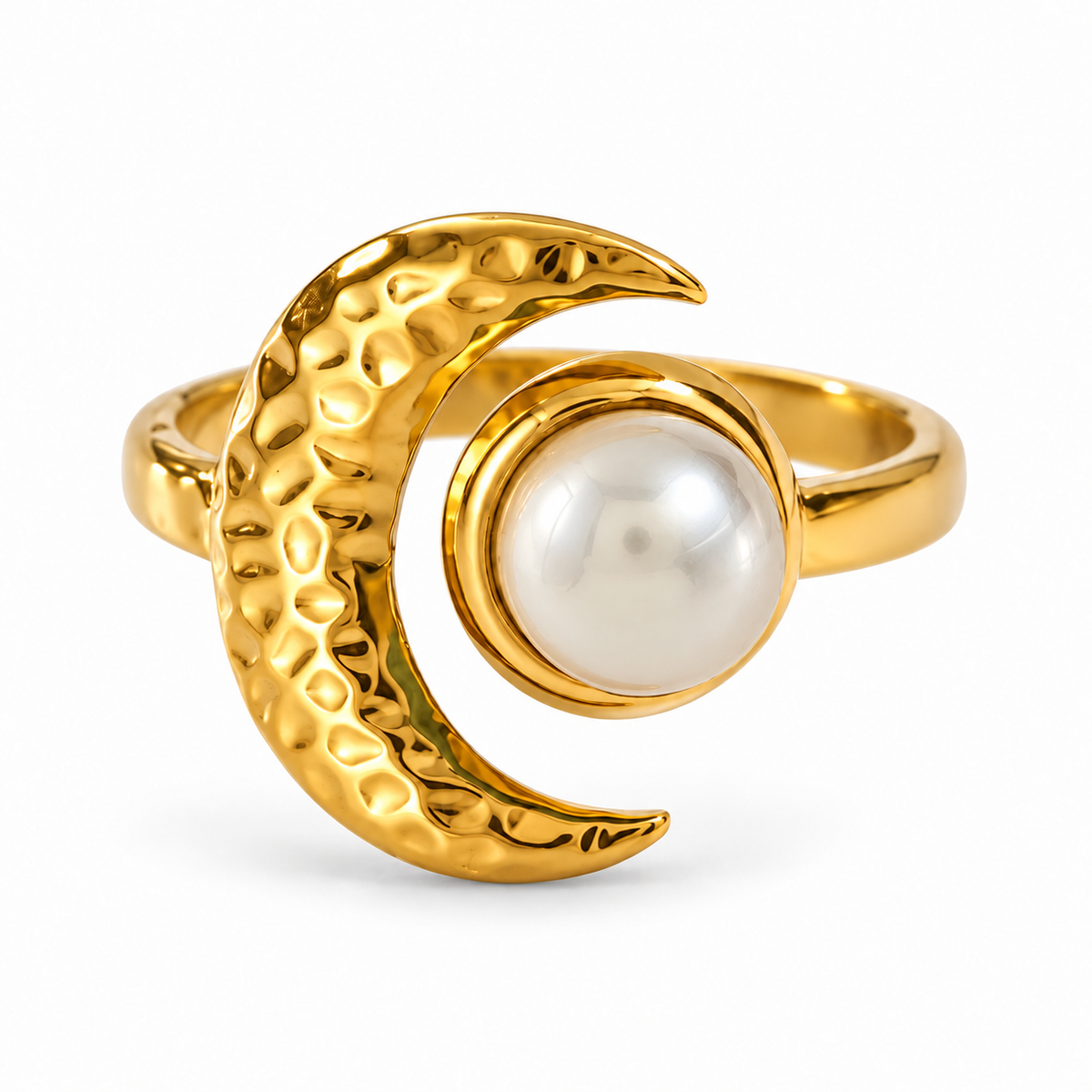 Selene Måne Ring - Guld / Hvid
