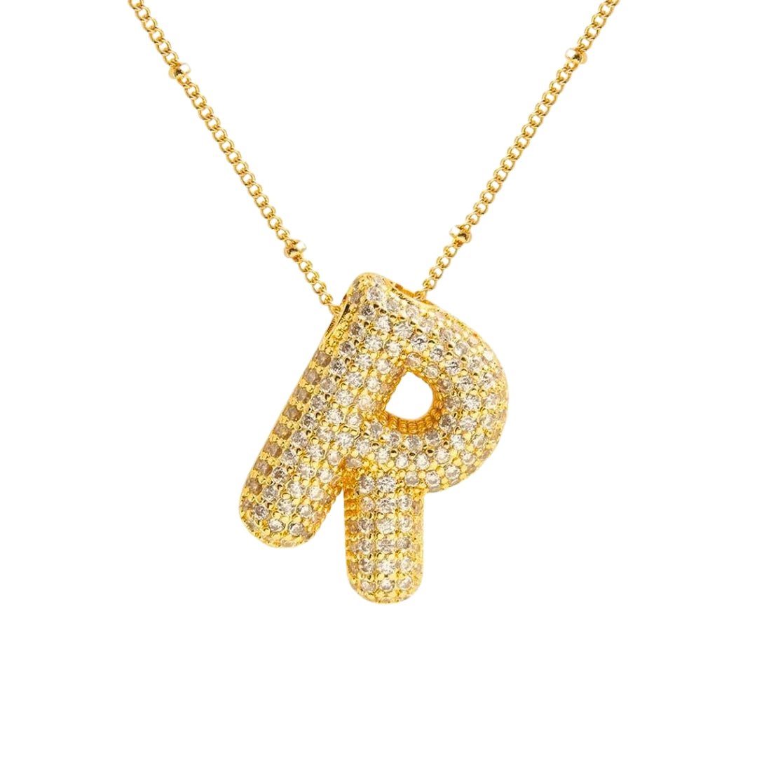 Chunky Diamond Letter Necklace - Gold