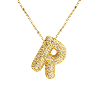Chunky Diamond Letter Necklace - Gold
