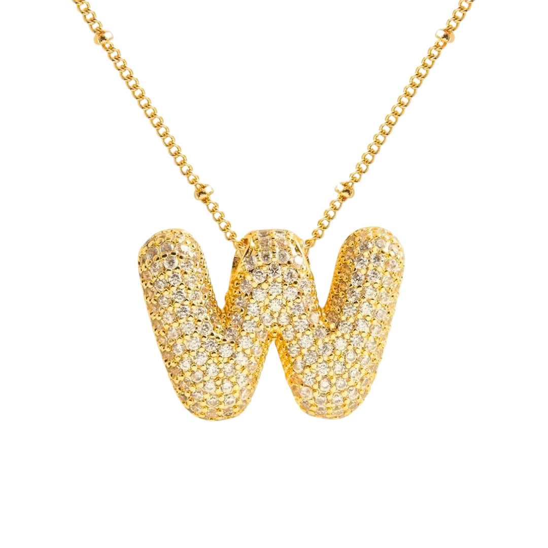 Chunky Diamond Letter Necklace - Gold