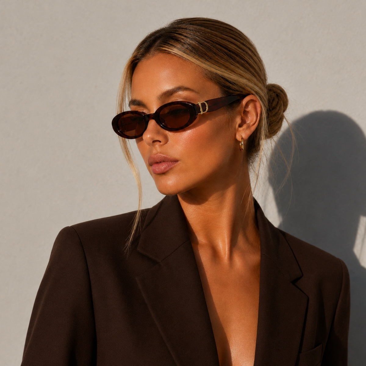 DD Solbrille Oval - Mørke Brun