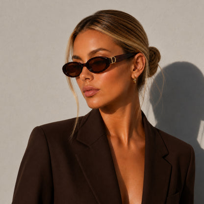 DD Solbrille Oval - Mørke Brun