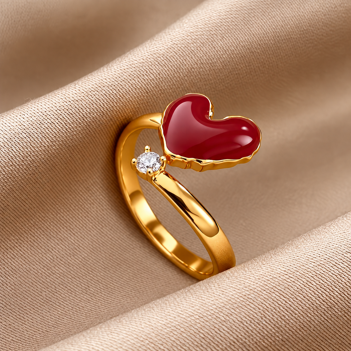 Bianca Hartjesring - Goud/Rood